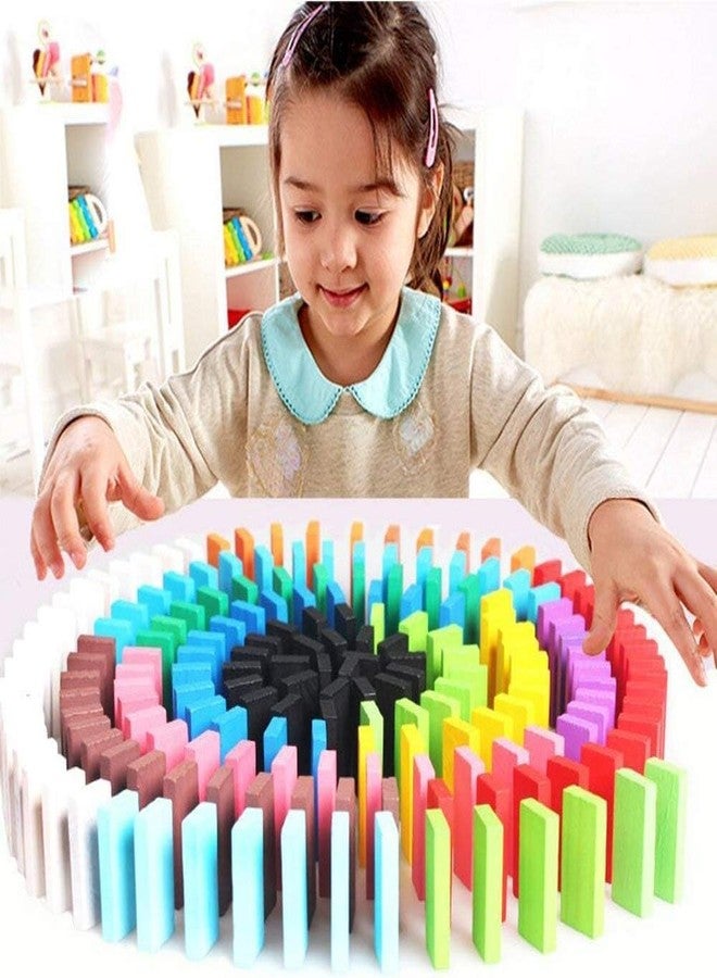 Rexez 120 Pieces Wooden Domino Block Set Children Early Educational Building Fun Domino Racing Game Toy Birthday Gift for Children Boys Girls - Image 4
